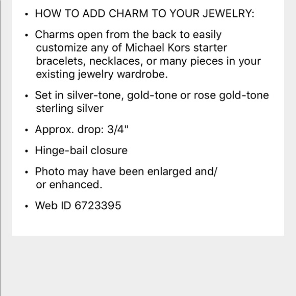 Micheal kors sterling silver charm - Picture 2 of 6